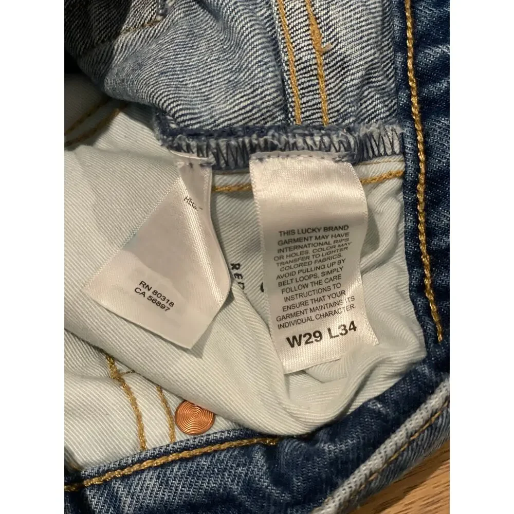 Lucky Brand Men’s Straight‑Leg Jeans W29 L34 Distressed Medium Wash - Picture 3 of 7